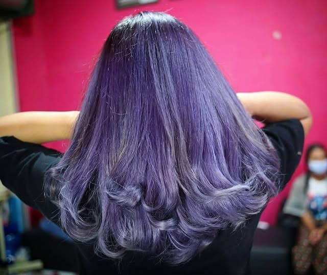 7. Layered Ash Violet Blowout - Ash Violet Hair Color