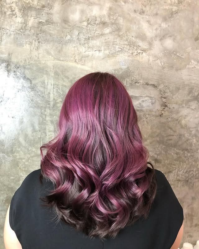 10. Plum Ash Violet Hair with Soft Curls - Ash Violet Hair Color