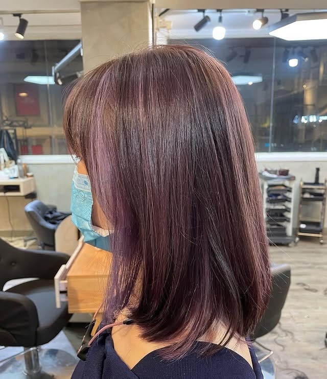 12. Sleek Lob with Ash Violet Hair Color - Ash Violet Hair Color