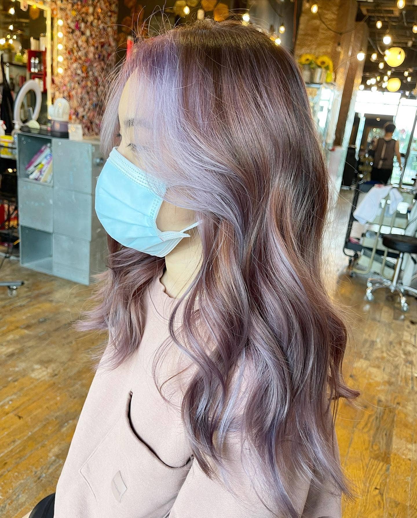 13. Ash Violet Balayage with Soft Waves - Ash Violet Hair Color