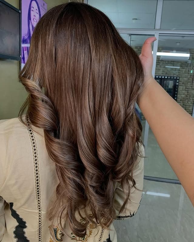 8. Glossy Cool Ash Brown Hair Color with Soft Curls - Cool Ash Brown Hair Color