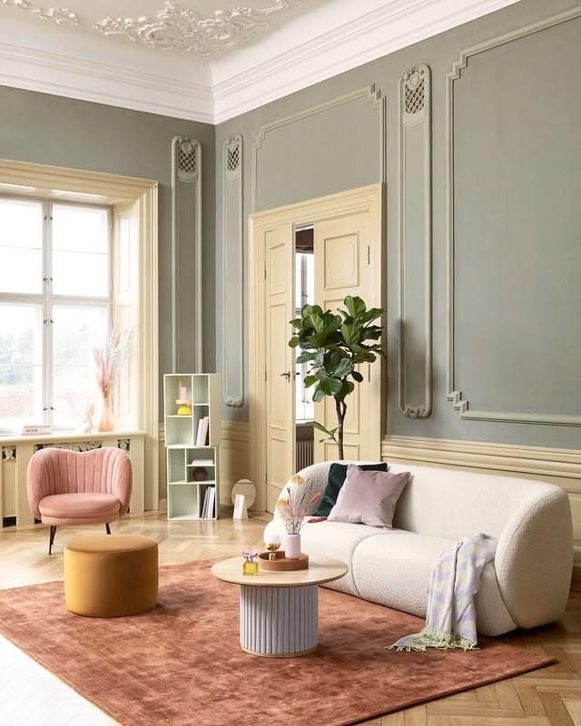 8. Pastel Living Room Ideas with Sage Green and Terracotta Pink - pastel living room ideas