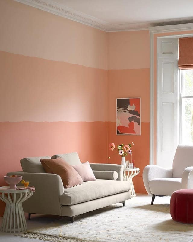 13. Pastel Living Room Ideas with Peach Ombre Walls - pastel living room ideas