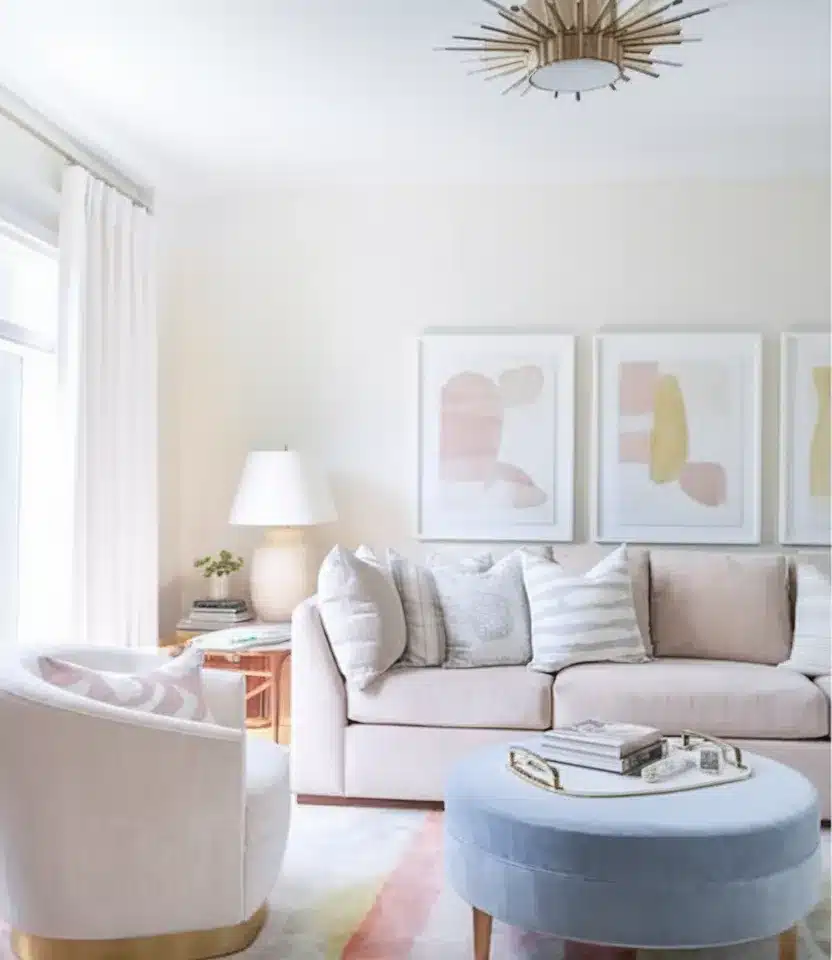 15. Pastel Living Room Ideas with Blush Pink and Powder Blue - pastel living room ideas