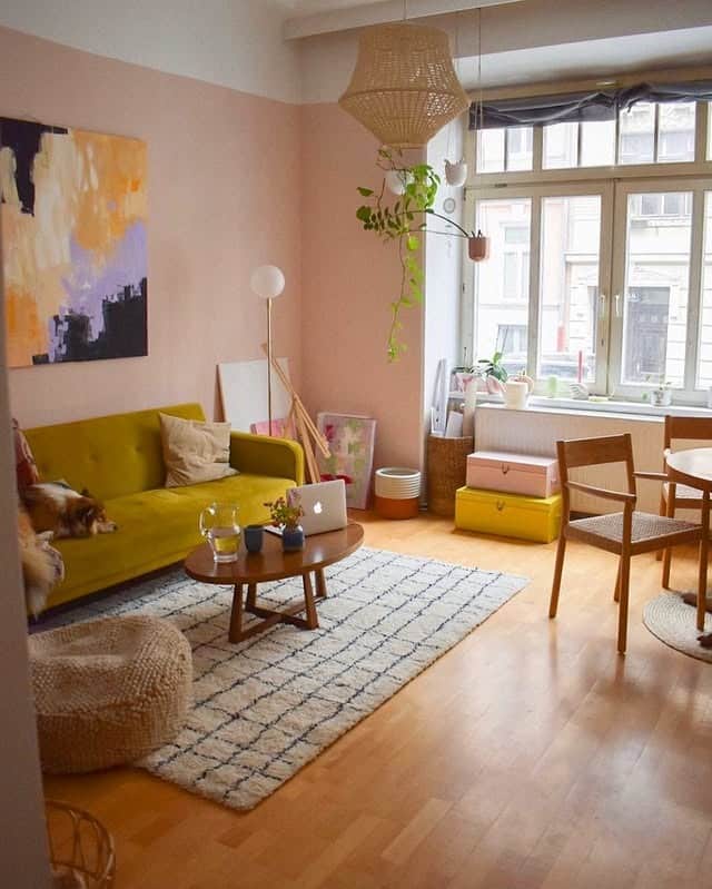 16. Pastel Living Room Ideas with Soft Pink and Olive Green - pastel living room ideas