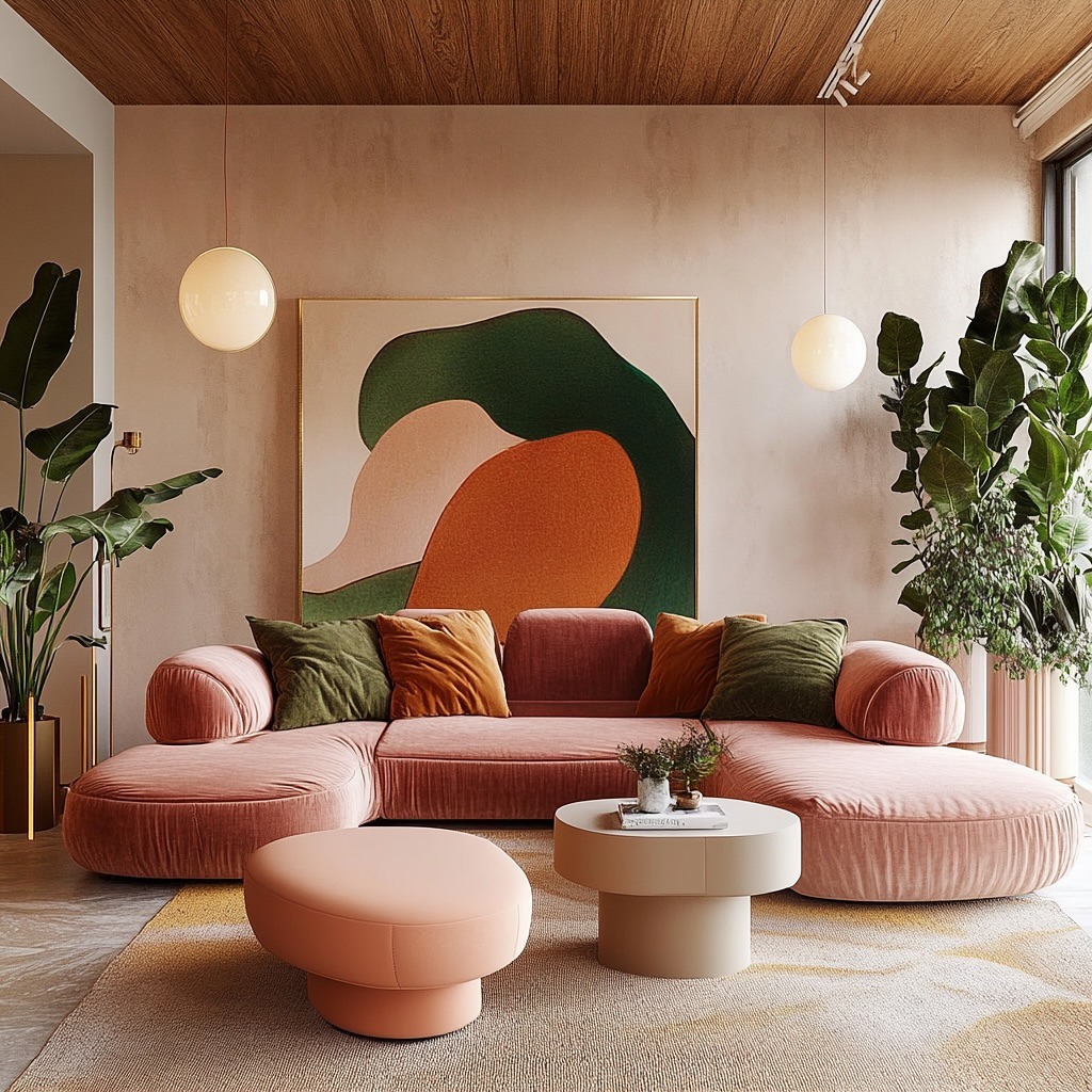 17. Pastel Living Room Ideas with Dusty Rose and Forest Green - pastel living room ideas