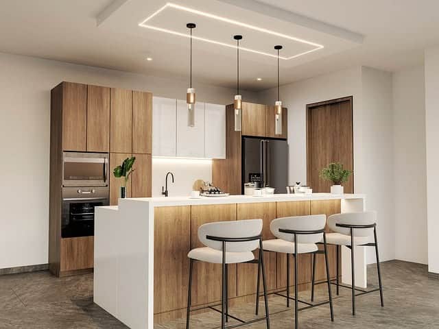 3. White and Oak Minimalist Kitchen Ideas - aesthetic kitchen ideas