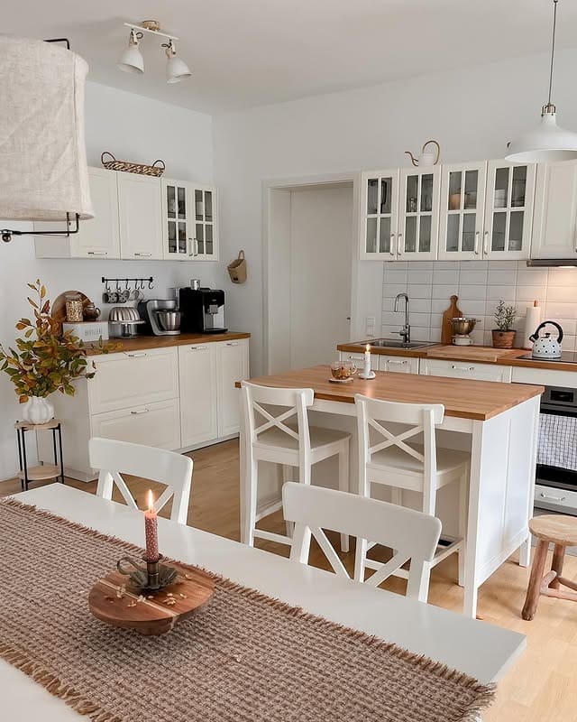 9. White and Light Oak Scandinavian Kitchen Ideas - aesthetic kitchen ideas
