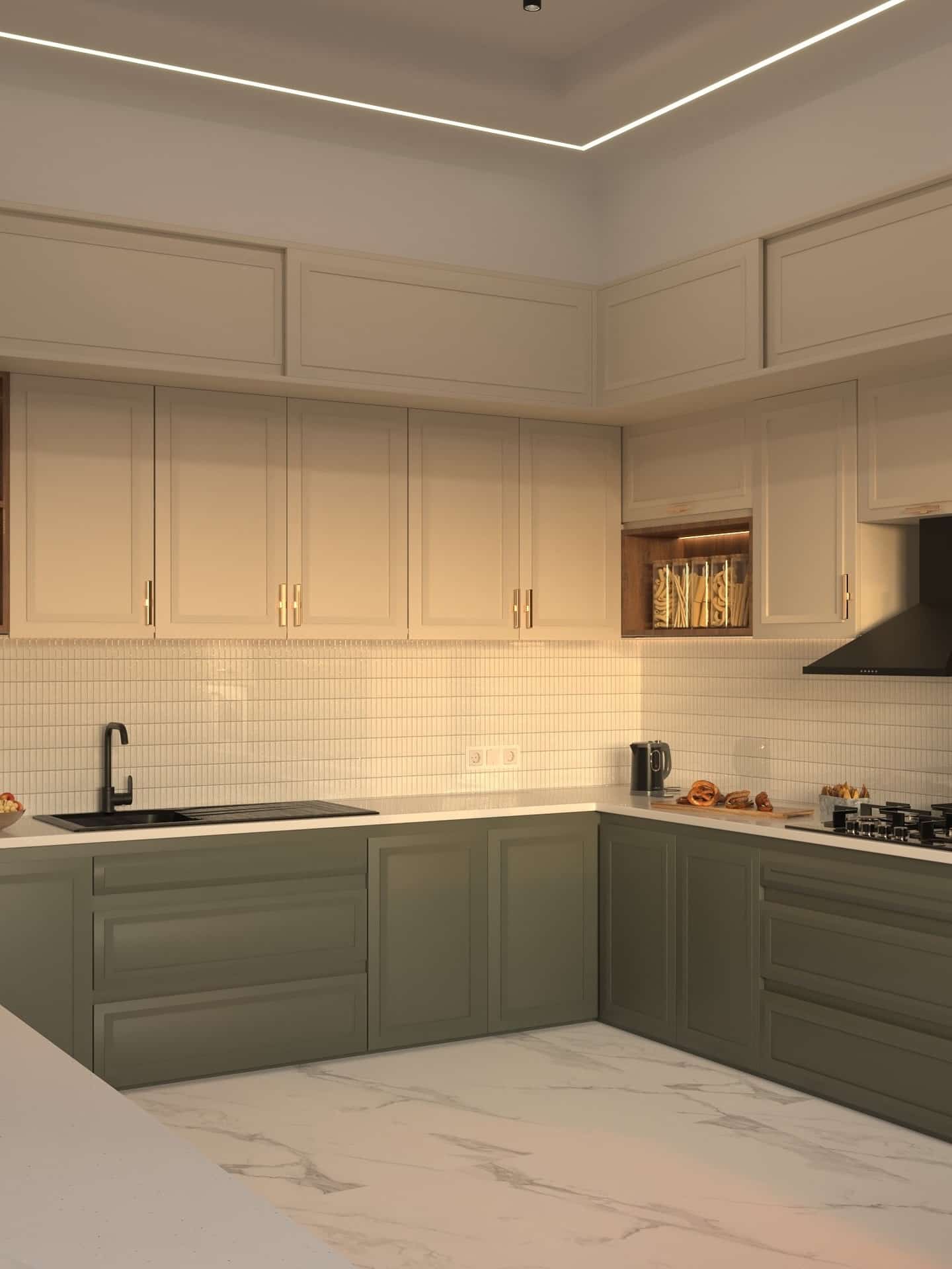 18. Sage Green and Cream Aesthetic Kitchen Ideas - aesthetic kitchen ideas