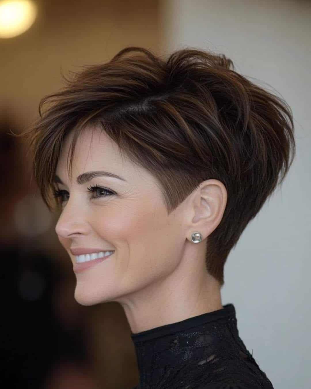 1. Textured Long Pixie Undercut with Rich Espresso Brown Hair - Long Pixie With Undercut