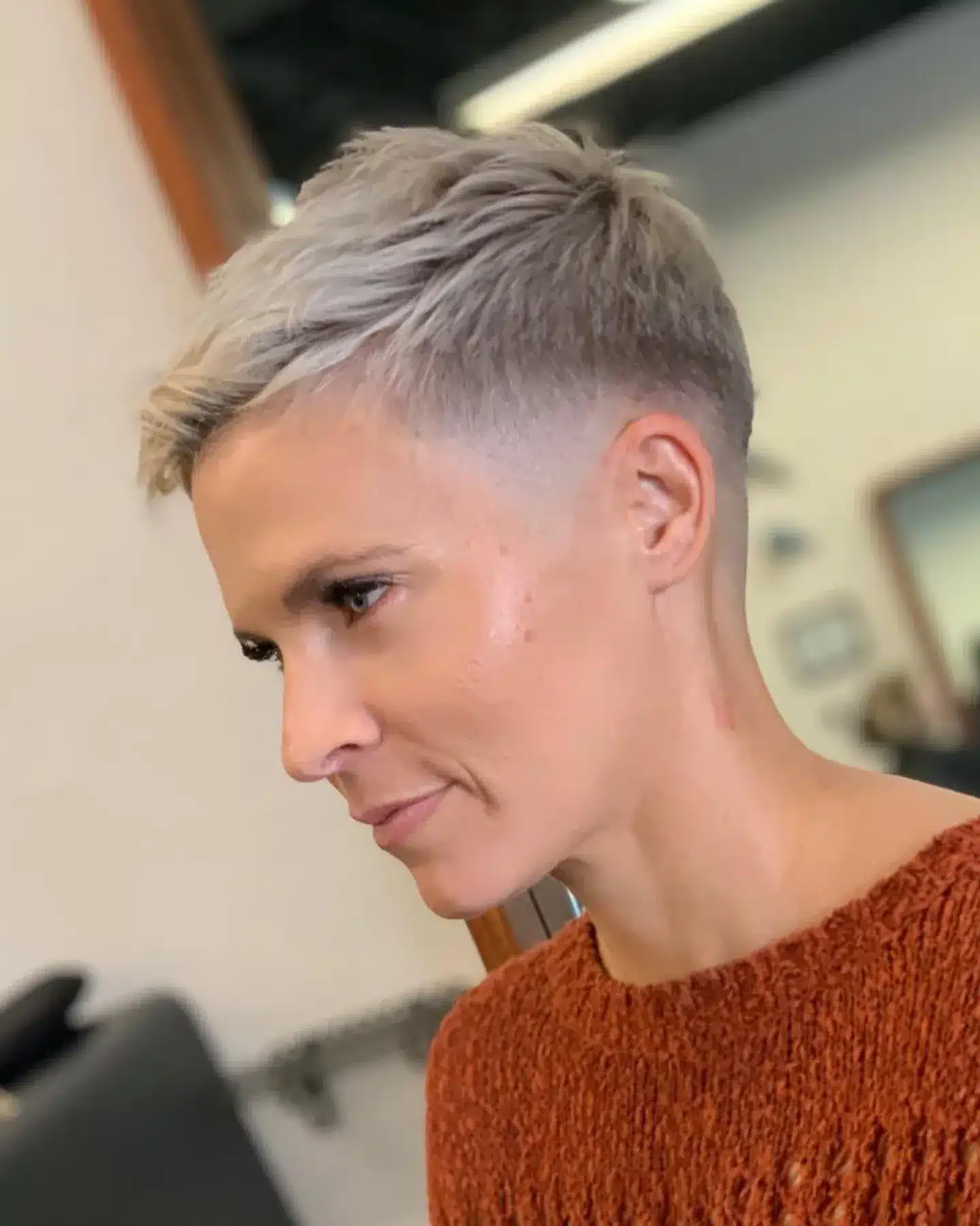 5. Ash Blonde Long Pixie Undercut with Fade - Long Pixie With Undercut