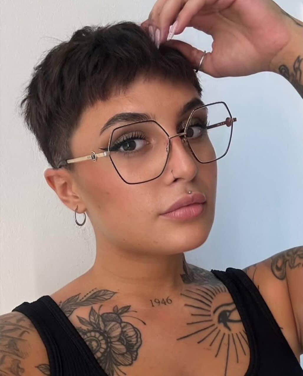 7. Micro Fringe Long Pixie with Dark Chocolate Brown Hair - Long Pixie With Undercut