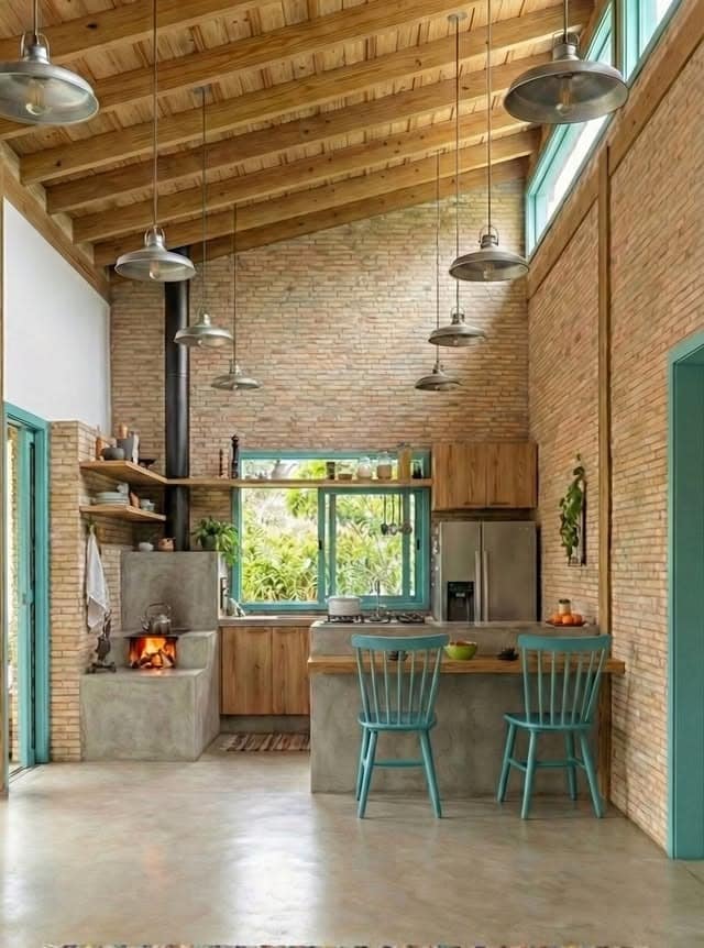7. Rustic Kitchen Ideas with Light Wood Cabinets and Aqua Accents - rustic kitchen ideas