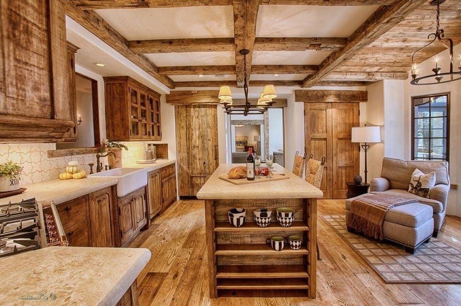 11. Rustic Kitchen Ideas with Natural Oak Cabinets and Cream Accents - rustic kitchen ideas