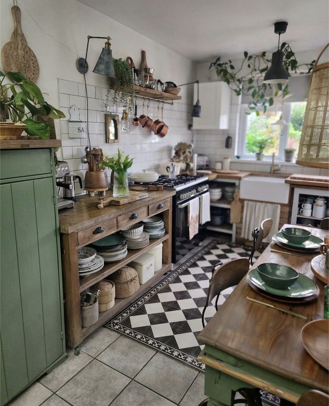 13. Rustic Kitchen Ideas with Sage Green Cabinets and White Tile - rustic kitchen ideas