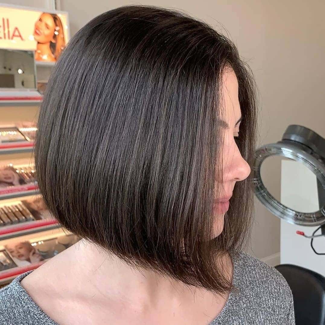 2. Soft Angled Chin-Length Bob with Dark Chocolate Brown Hair - Chin-Length Bob