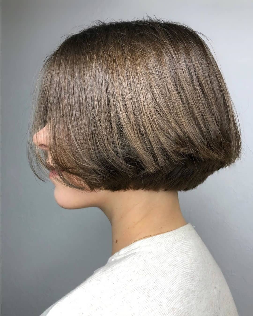 5. Textured Chin-Length Bob with Mushroom Brown Hair - Chin-Length Bob