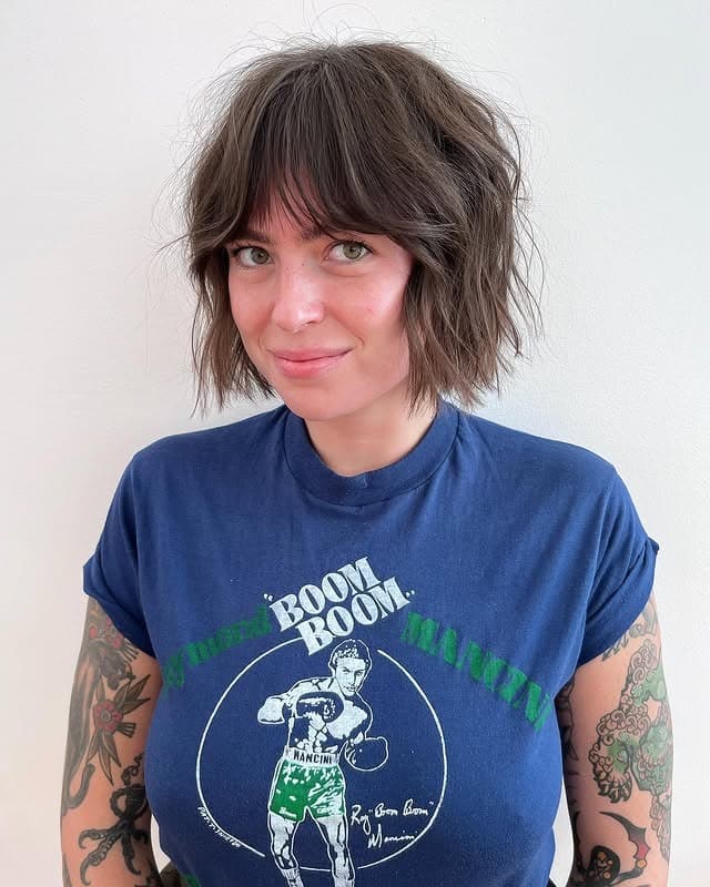 11. Textured Chin-Length Bob with Ash Brown Hair - Chin-Length Bob