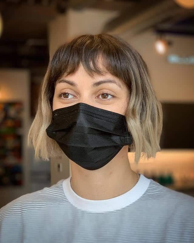 12. Chin-Length Bob with Micro Bangs and Smoky Blonde Ombre - Chin-Length Bob