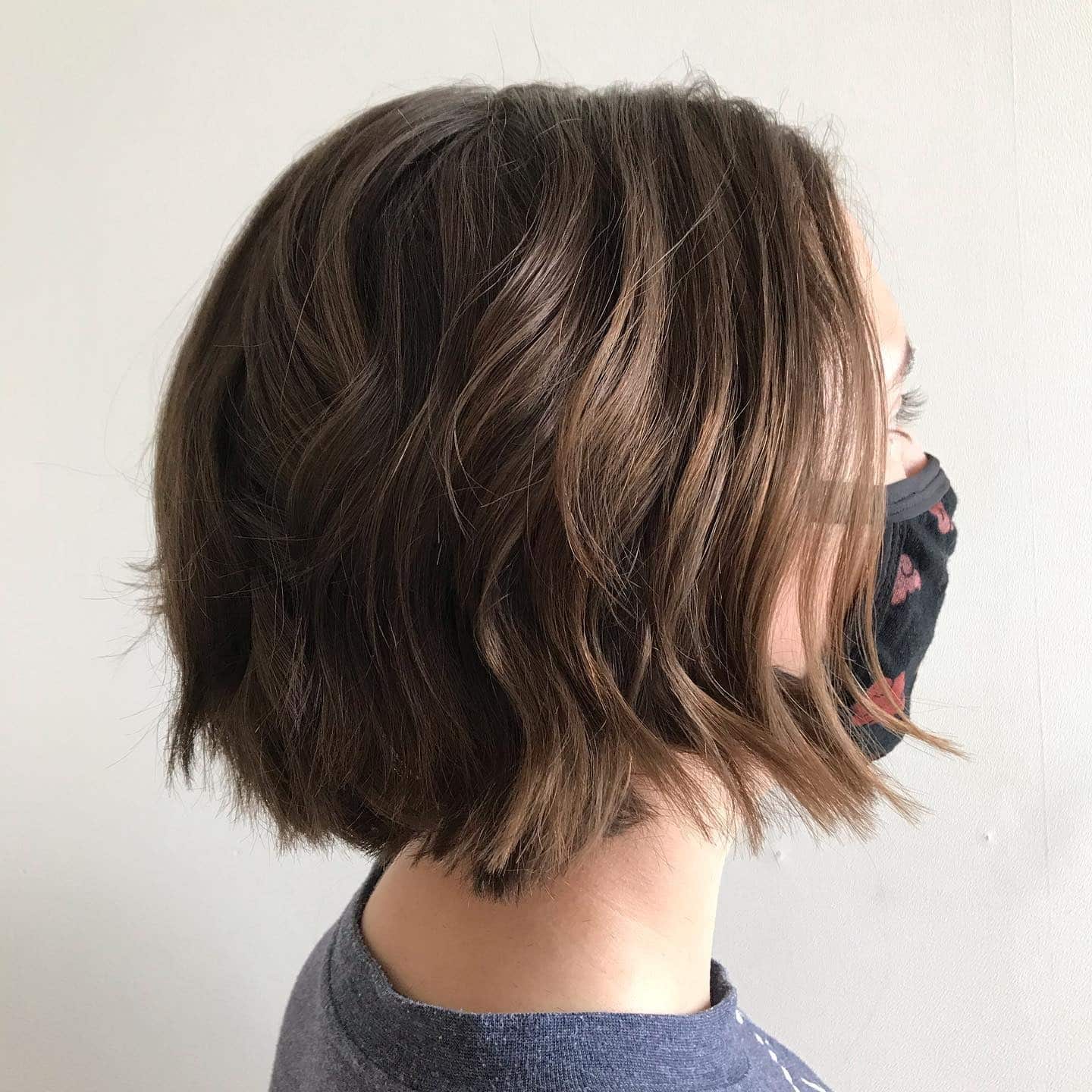15. Wavy Chin-Length Bob with Medium Brown Balayage - Chin-Length Bob