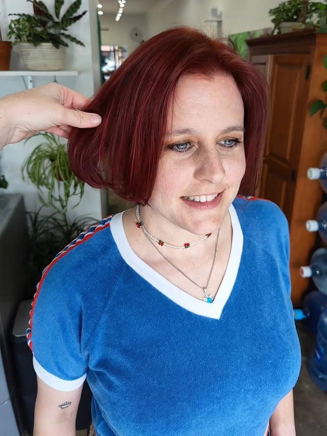 17. Rounded Chin-Length Bob with Deep Auburn Red Hair - Chin-Length Bob