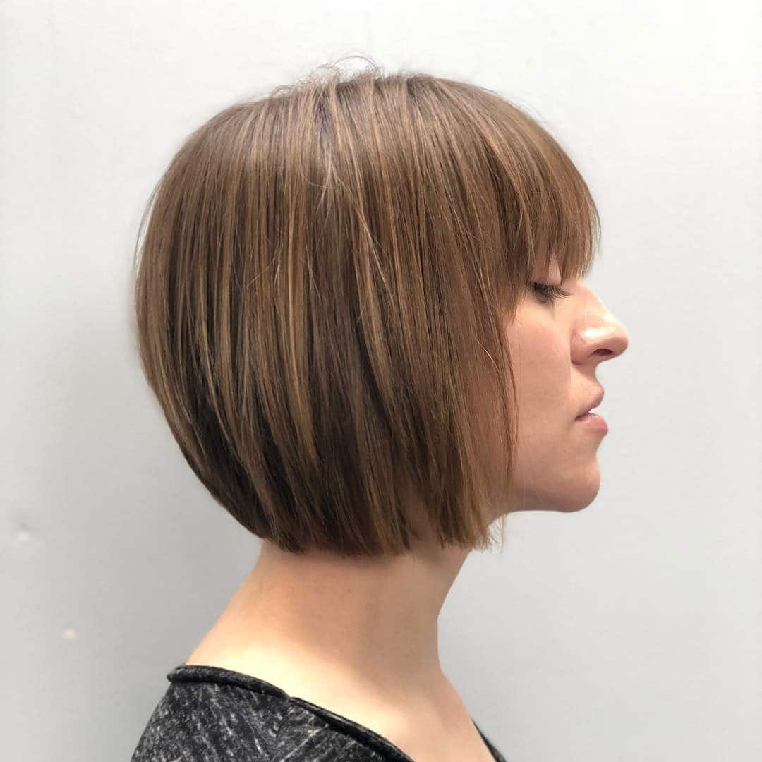 18. Stacked Chin-Length Bob with Light Brown Hair - Chin-Length Bob