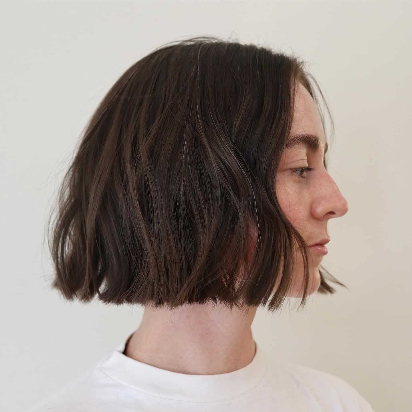 20. Soft Textured Chin-Length Bob with Espresso Brown Hair - Chin-Length Bob