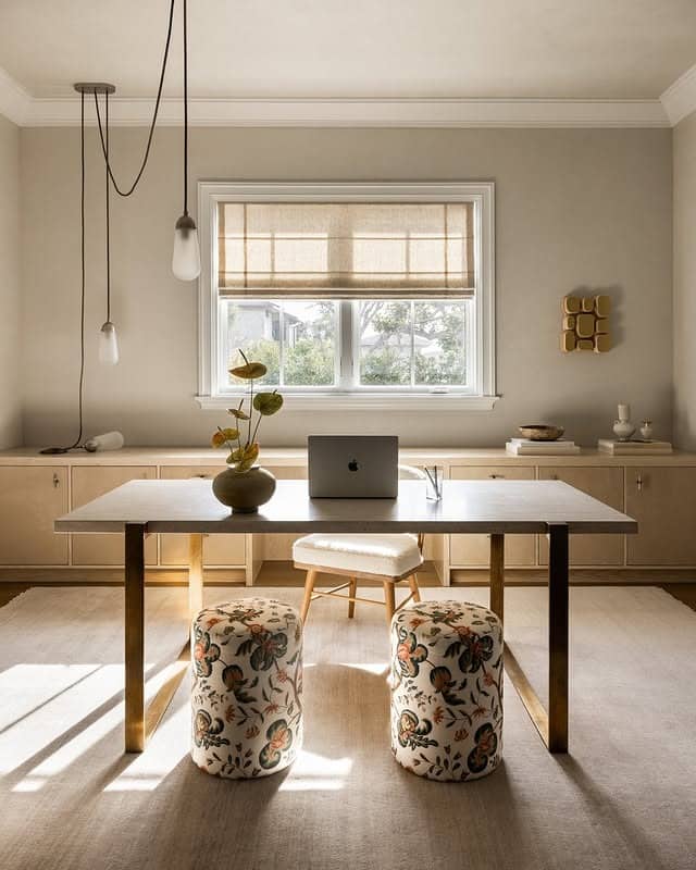 2. Beige Office Ideas with Natural Wood Tones - office ideas