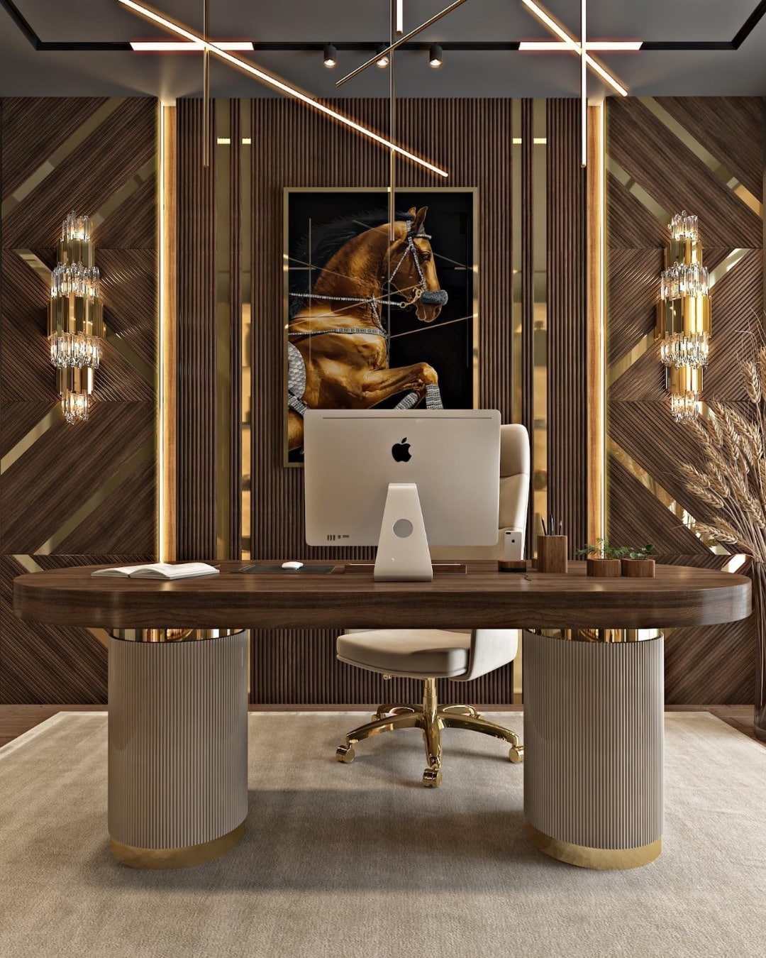 10. Brown Office Ideas with Gold Accents - office ideas