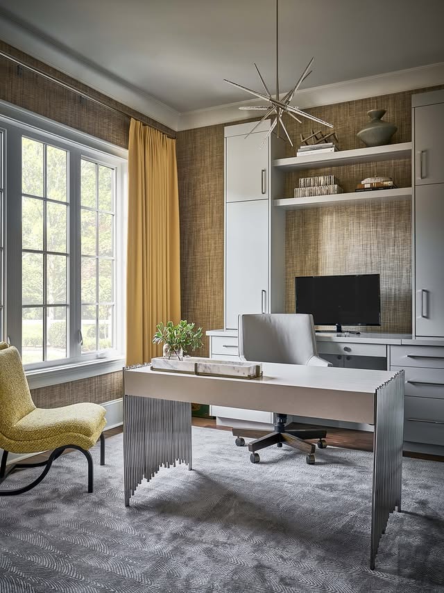 14. Taupe Office Ideas with White Furniture - office ideas