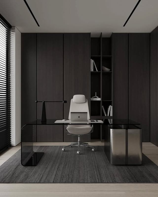 16. Charcoal Office Ideas with Minimalist Design - office ideas