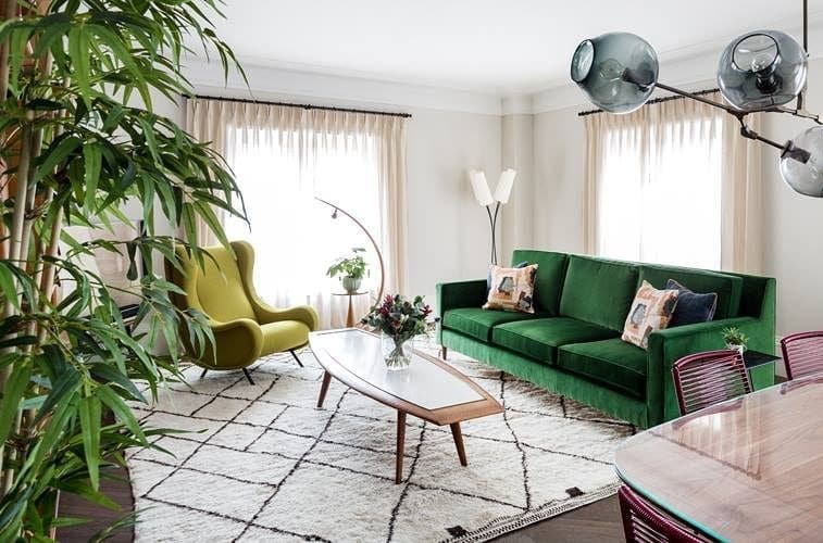 4. Emerald Green Retro Living Room Ideas With Mid Century Style - retro living room ideas