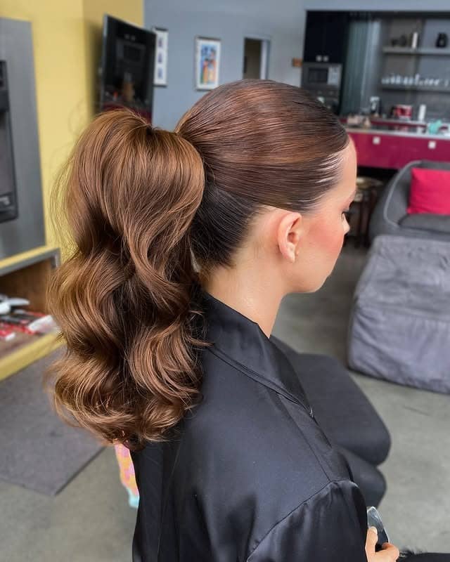 1. Fluffy High Ponytail with Warm Chestnut Brown Hair - Fluffy Hairstyles