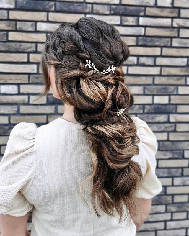 2. Fluffy Braided Low Ponytail with Ash Brown Balayage - Fluffy Hairstyles