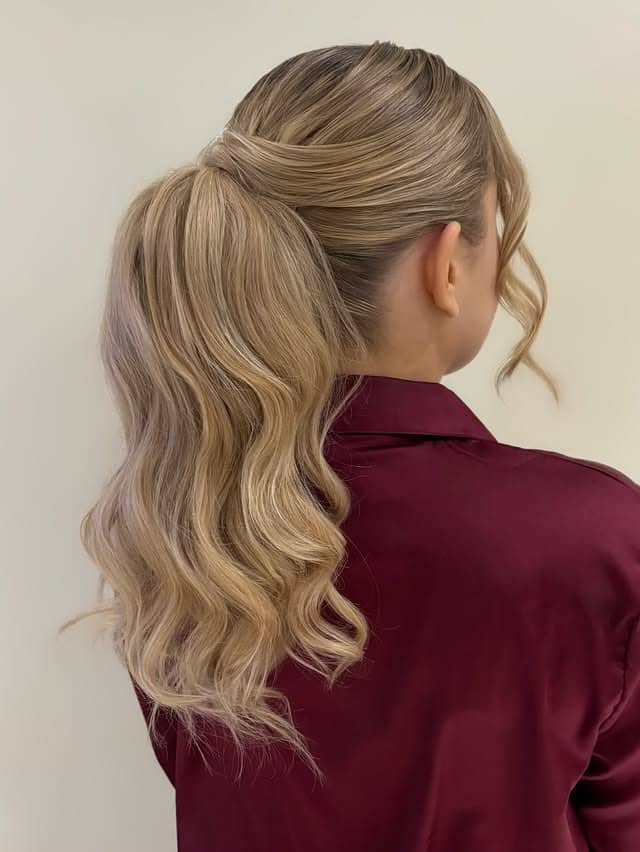 9. Fluffy Half Up Ponytail with Creamy Blonde Hair - Fluffy Hairstyles