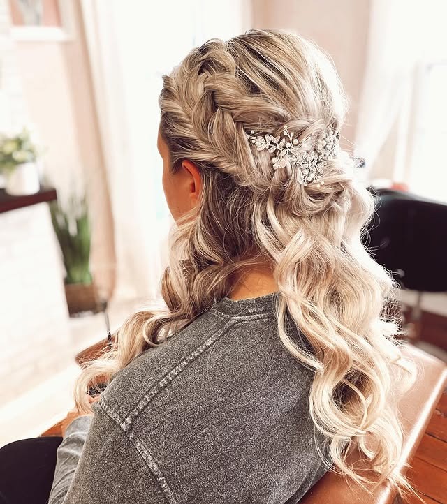 12. Fluffy Braided Half Up Hairstyle with Platinum Blonde Hair - Fluffy Hairstyles
