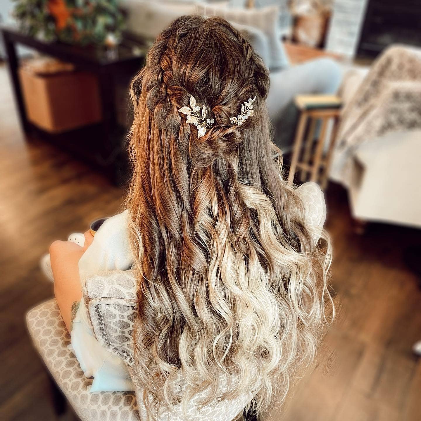 13. Fluffy Half Up Braids with Ash Blonde Ombre Hair - Fluffy Hairstyles