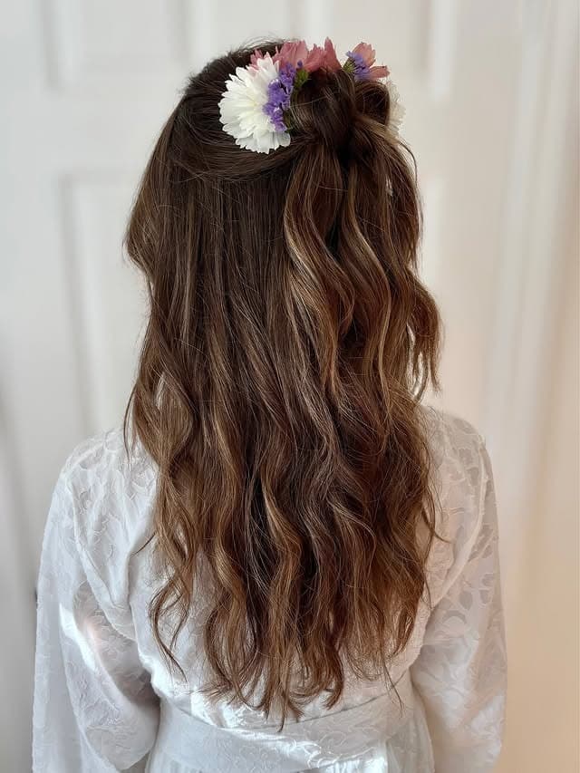 16. Fluffy Half Up Hairstyle with Light Brown Hair - Fluffy Hairstyles