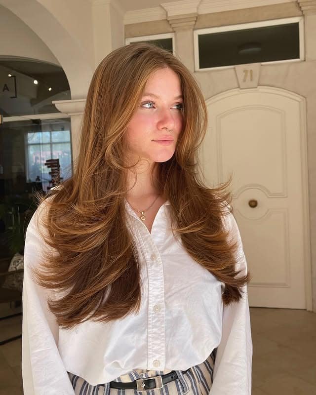 22. Fluffy Butterfly Layers with Cinnamon Brown Hair - Fluffy Hairstyles