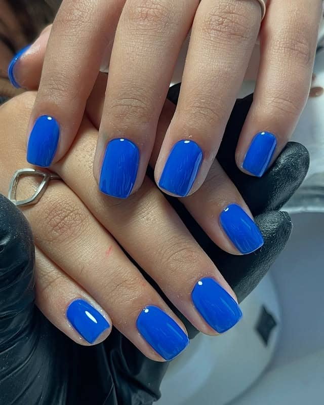 2. Short Square Royal Blue Nails - royal blue nail ideas