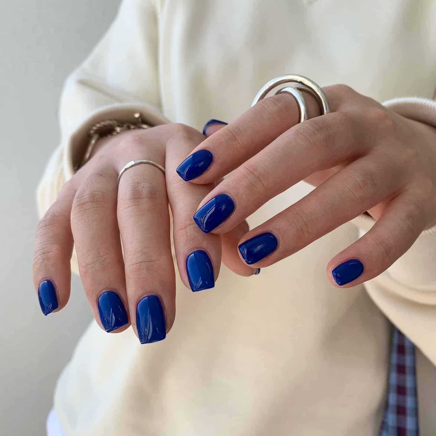 3. Classic Royal Blue Square Nails - royal blue nail ideas