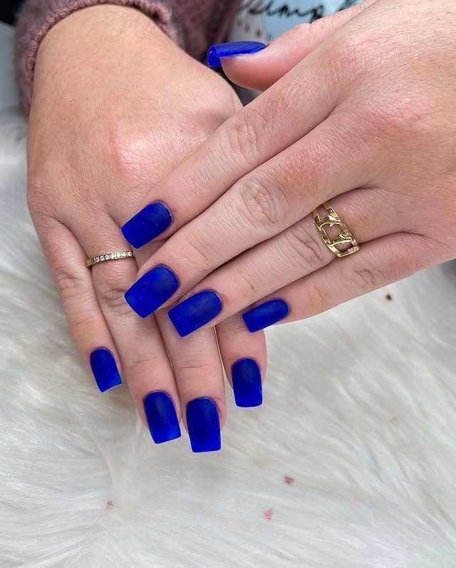 4. Matte Royal Blue Coffin Nails - royal blue nail ideas