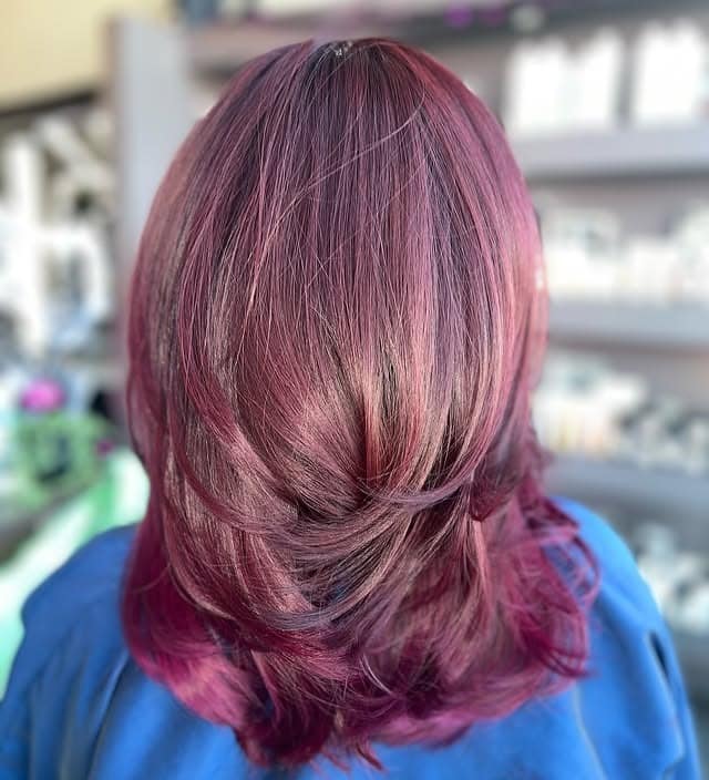 3. Deep Burgundy Layered Lob - Deep Burgundy Hair Color