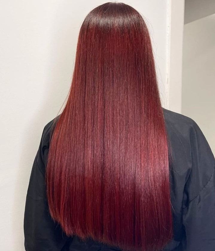 4. Sleek Straight Deep Burgundy Hair - Deep Burgundy Hair Color