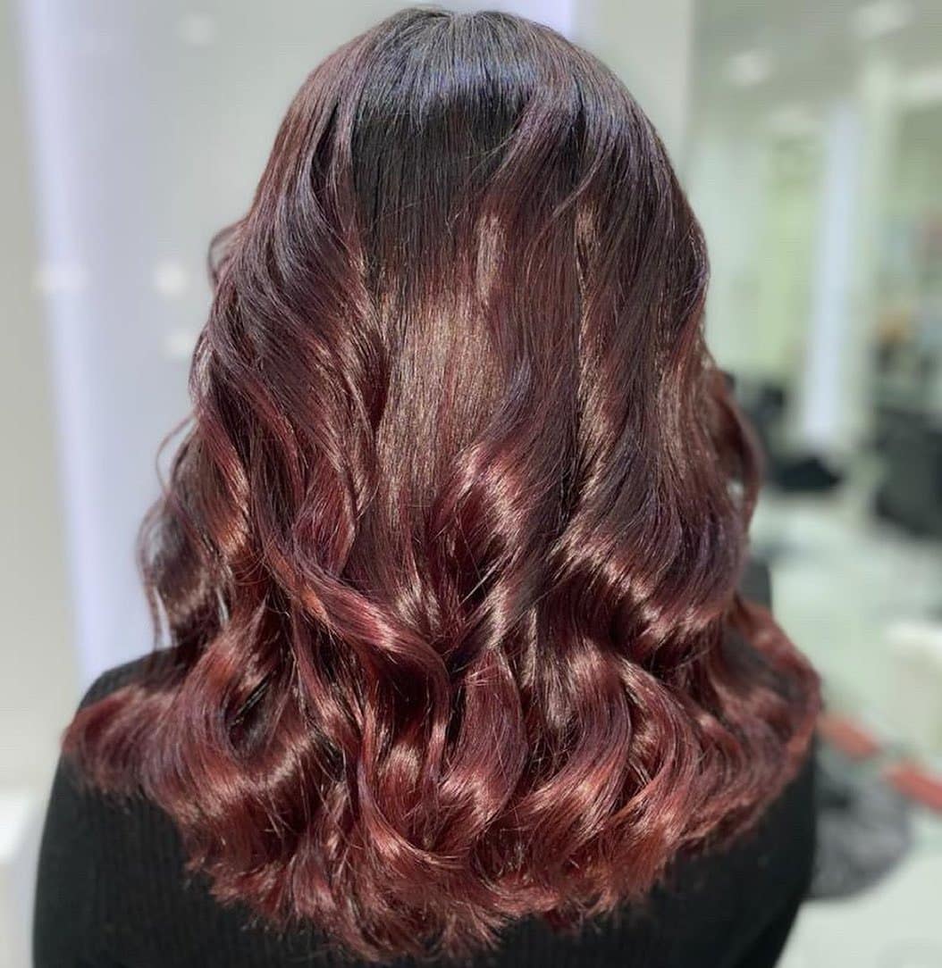 5. Deep Burgundy Soft Waves - Deep Burgundy Hair Color