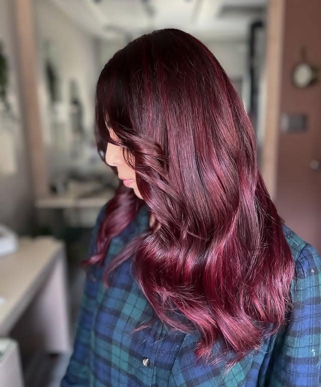 6. Long Layers with Deep Burgundy Hair - Deep Burgundy Hair Color