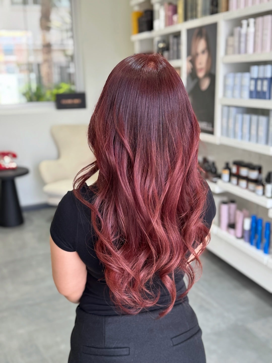 9. Deep Burgundy Balayage Waves - Deep Burgundy Hair Color