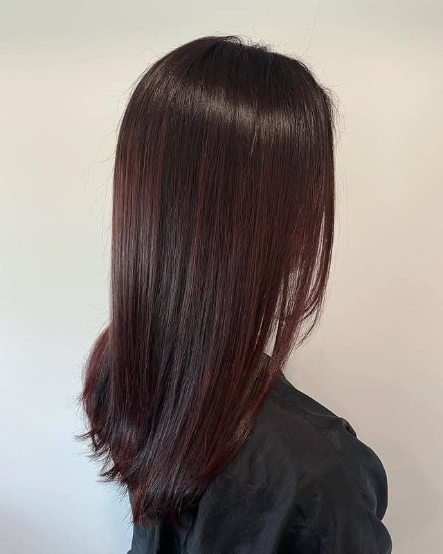 11. Sleek Shoulder-Length Deep Burgundy Hair - Deep Burgundy Hair Color