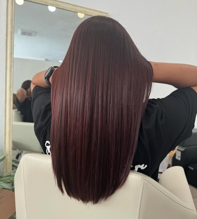 13. Long Straight Deep Burgundy Hair - Deep Burgundy Hair Color
