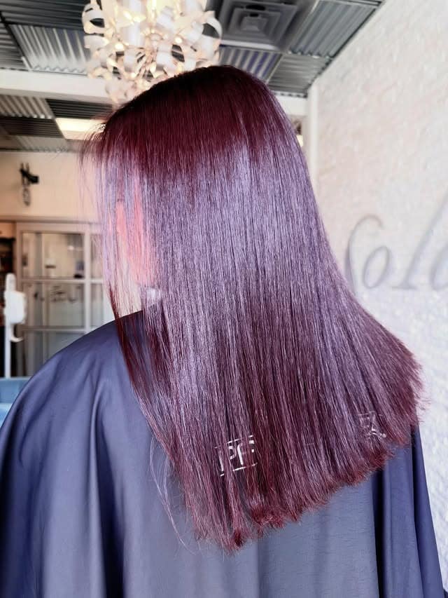 15. Sleek Deep Burgundy Blunt Cut - Deep Burgundy Hair Color